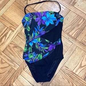 Vintage Floral One Piece Bathing Suit